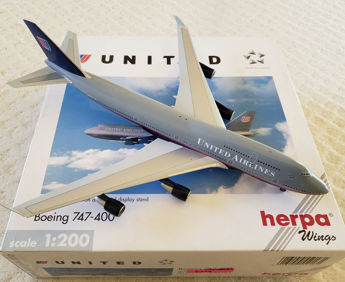1/200 ユナイテッド航空 ボーイング747 (ヘルパ製) Herpa Boeing 747 Diecast Aircraft & Spacecraft 1:200 Scale for