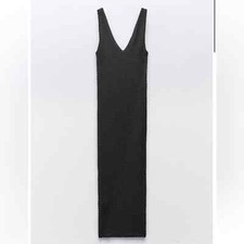 Zara Gray Textured Fitted Midi Dress(Size Large)