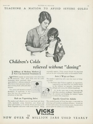 1928 Vicks VapoRub Avoid Serve Colds A/S Ann Brockman No Dosing Vtg Print Ad PR5
