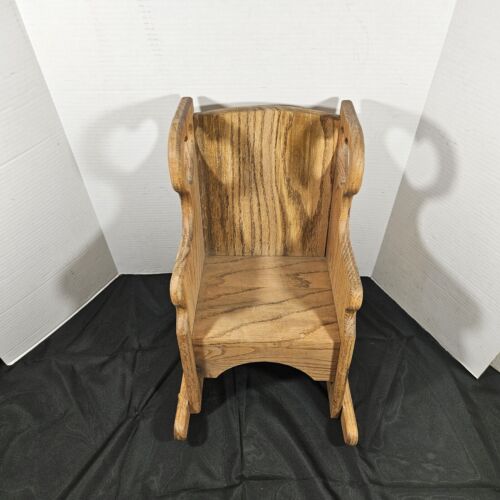 Vintage Child's Wooden Solid Oak Decor Prop Photo Shoot 16.25" Rocking Chair  - Picture 1 of 19