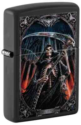 Zippo Anne Stokes Reaper Candle Lighter - Black Matte Gothic Design Pocket Lighter