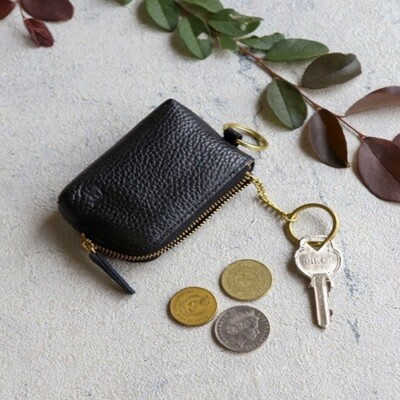 CLEDRAN SOU POUCHCL3476 Genuine Leather Compact Key Case Organizer Black NEW