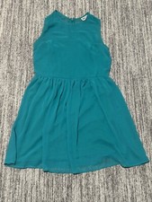 Asos Womens Green Pleated Sleeveless Round Neck Midi Fit And Flare Dress Size 6