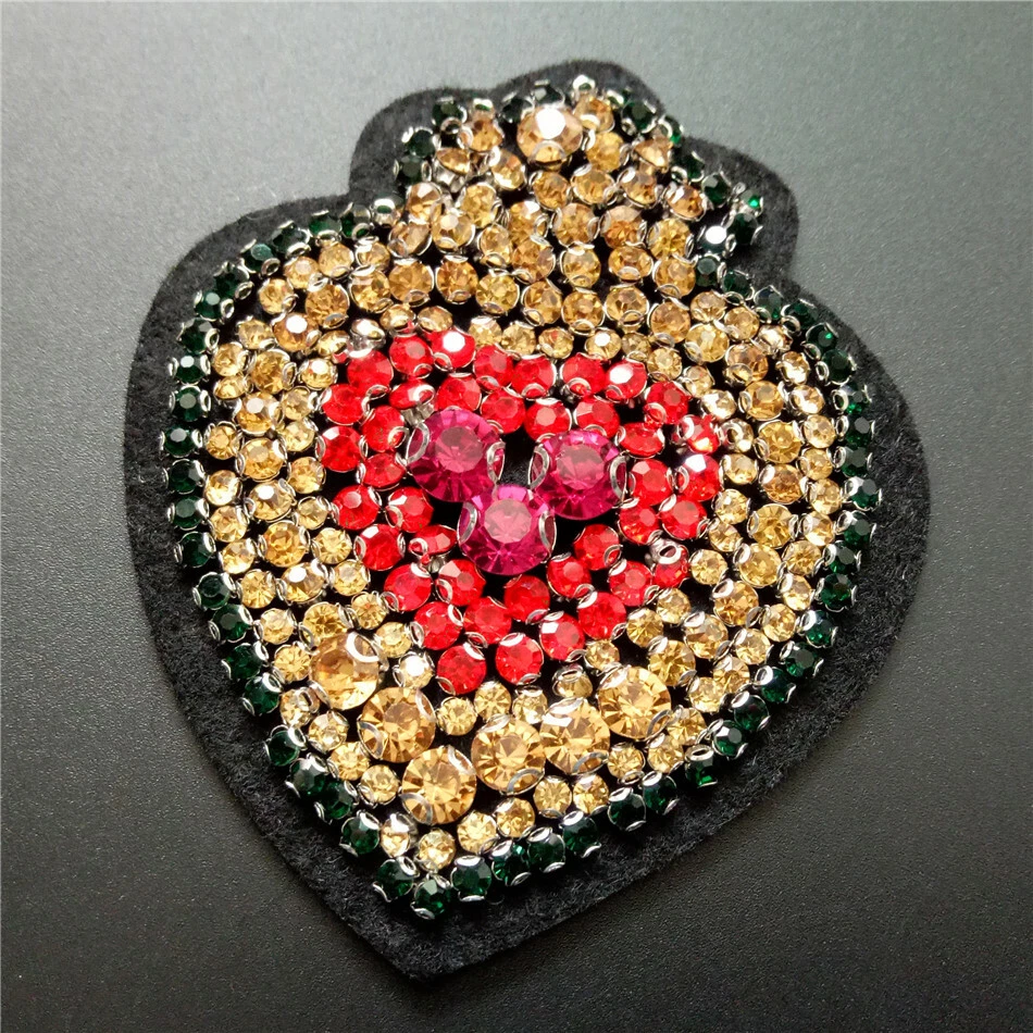 3D Handmade Rhinestone beaded Patches HEART STAR Sew on sequin Crystal patch - Image 3 of 4