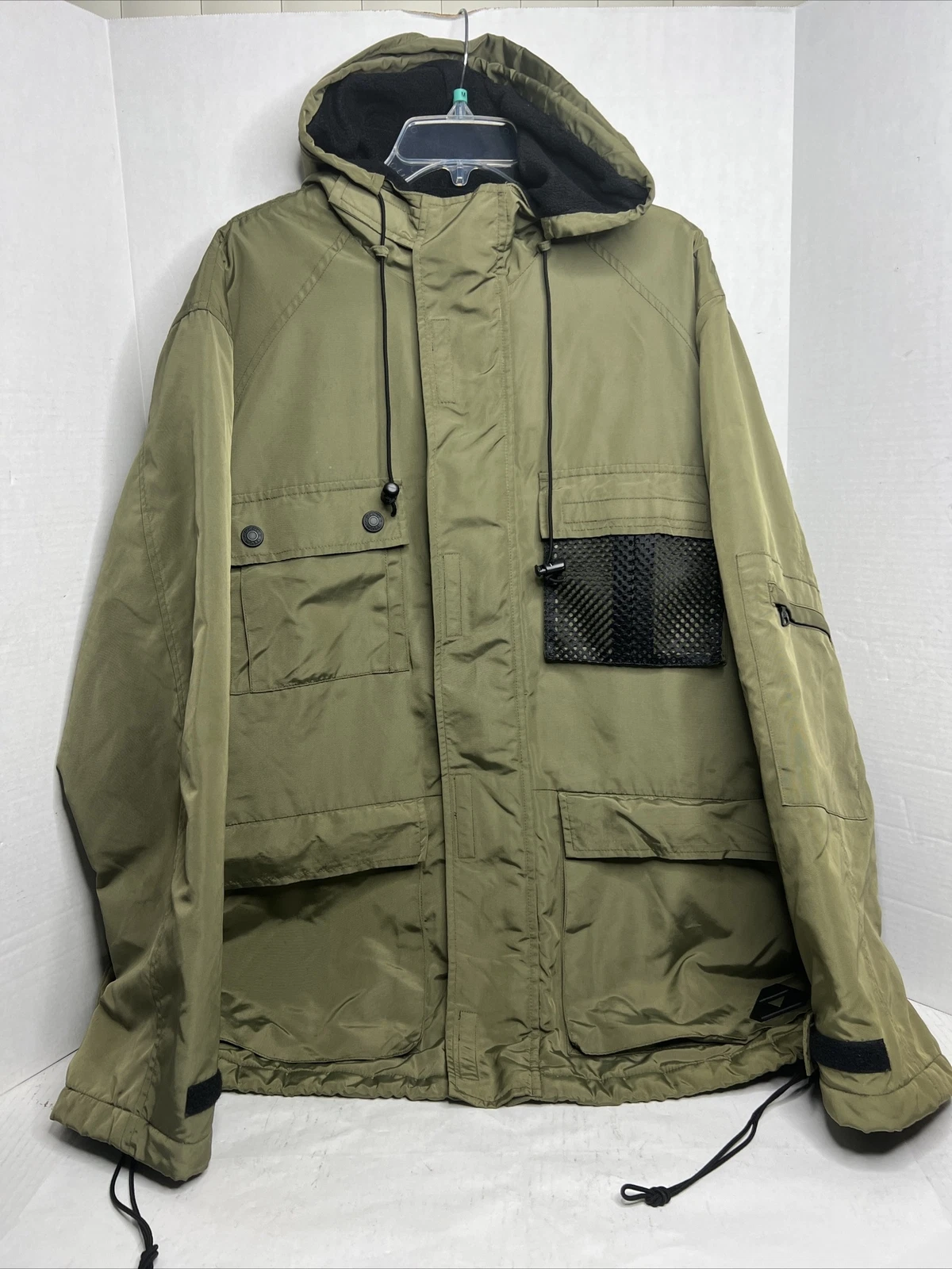 DKNY Thinsulate Men's XL Water Resistant Hooded NYLON Jacket Coat Olive Green