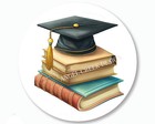 Books and Grad Cap Graduation Favors Stickers Envelope Seals Graduation Labels