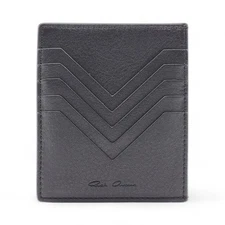 Rick Owens Logo Stamp Leather Cardholder Wallet in Black