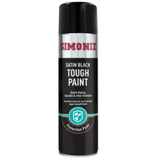 Simoniz Satin Black Tough Paint Spray Aerosol Smooth Finish Quick Dry 500ml