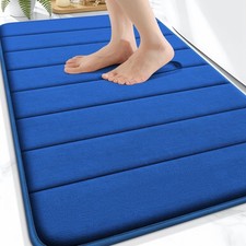 OLANLY Memory Foam Bath Mat 32x20, Super Soft Absorbent 32" X 20", Royal Blue