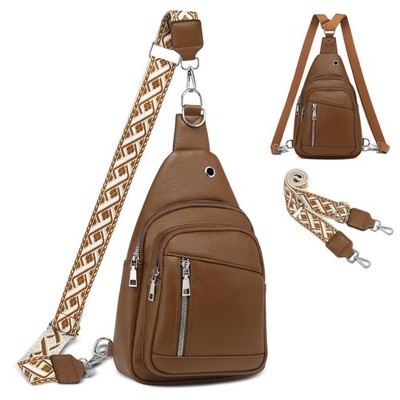Anti Theft Sling Bag, 2 in 1 PU Leather 8.3'' Convertible Crossbody Bags, Fann...