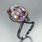 Fine Art  37 ct Natural Amethyst Ring 925 Sterling Silver Size 8.75 /R467938