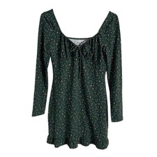 Reformation Green Floral Mini Dress Medium Long Sleeve Y2K Going Out Party Ditsy