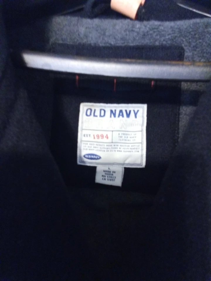 Men's L navy wool pea coat - Old Navy - double-breasted, soft quilted lining - Image 2 of 4