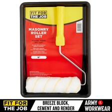 FFJ 9" Inch Masonry Paint Roller Set With Tray Brick, Breeze Block Render