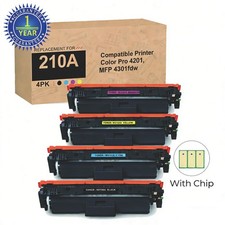 4 Pack 210A W2100A Tone Compatible for HP 4201 4201dw MFP 4301 4301fdw With Chip