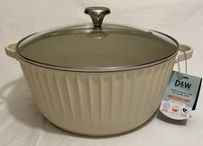 D&W Deane & White 10.3qt Premium Shiny Off White Casserole Pot W/Lid 12.5” NEW