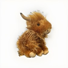 Highland Cow Plush Living Nature Stuffed Animal 9  Furry Hair NO SOUND Realistic