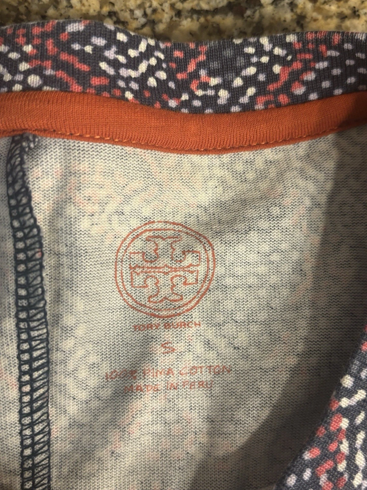 Abito Tory Burch Dahlia taglia S blu navy floreale manica lunga vita bassa cotone pima