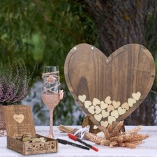 Personalized Wedding Guest Book 88Pcs Heart Drop Top Rustic Visitors Book&Box