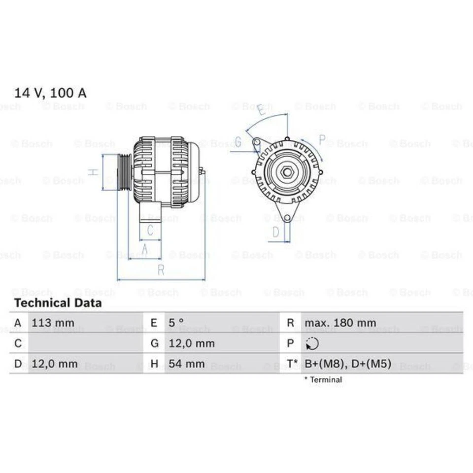 BOSCH Generator Lichtmaschine 100A 14V für Lancia Delta III 844_ Musa 350 Alfa - Bild 1 von 1