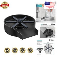 CleanMate Matte Black Kitchen Sink Glass Rinser, 9 Powerful Jets, Safety Lock