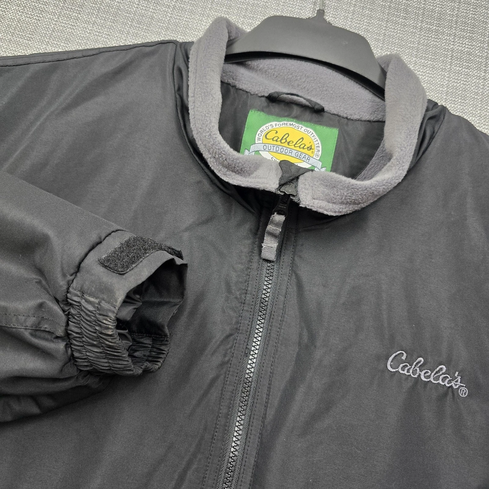 Cabela's Jacket Mens 3XL Black Nylon Fleece Lined Full Zip Windbreaker Outdoor