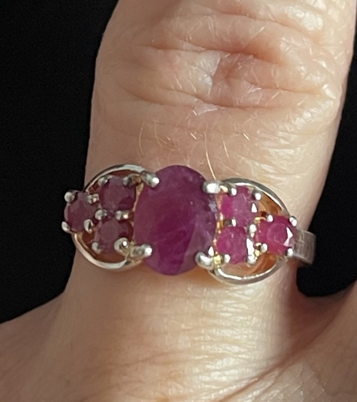 925 Sterling Silver Ring w/Ruby Type Gemstone - image 2