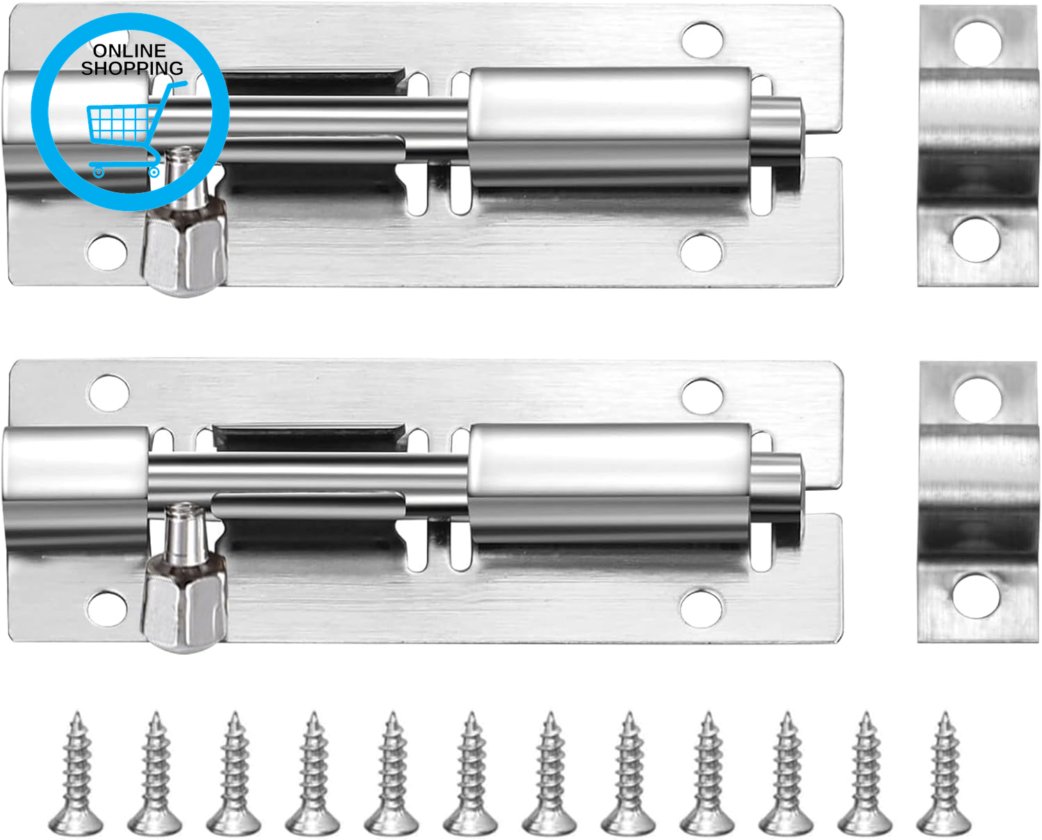 2PCS Door Lock Bolt 3""(75Mm), Stainless Steel Door Latch Slide Bolts Lock with S