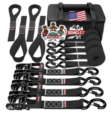 1.5" x 15 ft 4,400 lb Heavy Duty Ratchet Tie Down Straps with Soft Loops 4 Pack