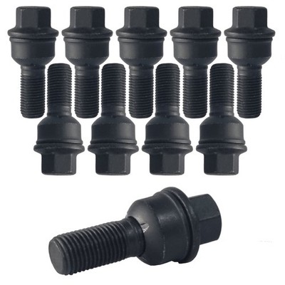 10x Radschrauben M14x1.5 Kugelbund 2-teilig R14 35mm schwarz Audi A8 4H A8 4H Lo