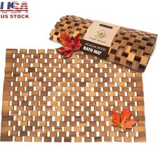 Durable Acacia Wood Non-Slip Shower Mat Quick-Dry Indoor Outdoor Bath Mat New