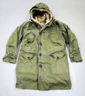 Vtg M47 40s Military WW2 Army Fleece Liner Pile Parka Overcoat Hooded Jacket