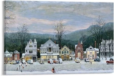 Norman Rockwell Prints，Stockbridge Main Street at Christm Poster Unframed  24x36