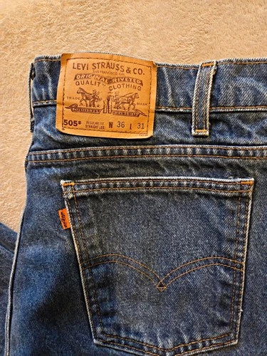 Vintage 80s Levis 505 Orange Tab Jeans Mens 34x27 Made in USA Denim (Tag 36x31) - product listing photo
