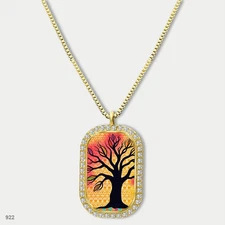 New Colorful Tree of Life Pendant Necklace Chain Photo Dog Tag Chain Gift Design
