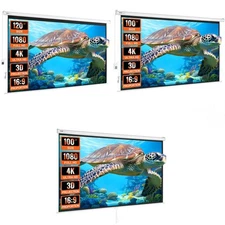 Uimoso Motorized/Manual Pull Down Projector Screen 120/100 inch 16:9 4K 1080