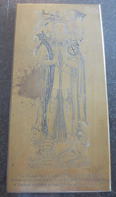 Vintage Saint Thomas Bullen (Boleyn) Brass-Like Rubbing Wall Hanging Plate MCM