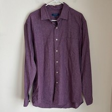 Cole Haan Men's linen blend Purple Button-Up button down casual Shirt XL NWOT 