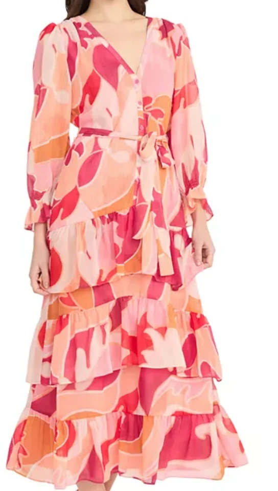 Vestido camisero para mujer Donna Morgan estampado floral con cinturón en capas talla 16 Foto 2 de 4