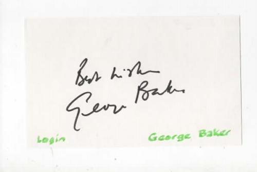 George Baker - Dr. Who, James Bond Autogramm auf Karte - Bild 1 von 1