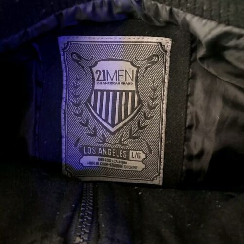 21 Men - Black Pea Coat Bomber, 5-Pocket Zip + Button-Up Design, Heavy Quality - Picture 4 of 4