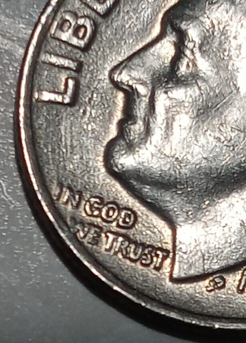 1975 Roosevelt Dime Rare No Mint Mark Error Coin W on Rim