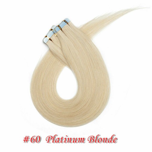 Tape in Glue Hair Extensions Invisible Skin Weft Real Remy Human Hair Thick60Pcs - Picture 38 of 76