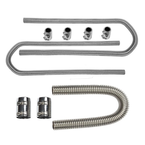36" Stainless Steel Flexible Radiator + 44" Heater Hose Kit With Clamp Cover Kit - Picture 2 of 6