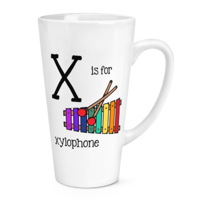 X Is For Xylophone 17 Unzen großer Latte Becher Tasse - lustiges Alphabet süß