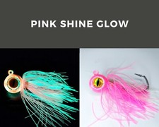 Fluke / Flounder Bucktail Jig 3pk Bluefish, Stripper, Sea Bass Pink Shine Glow
