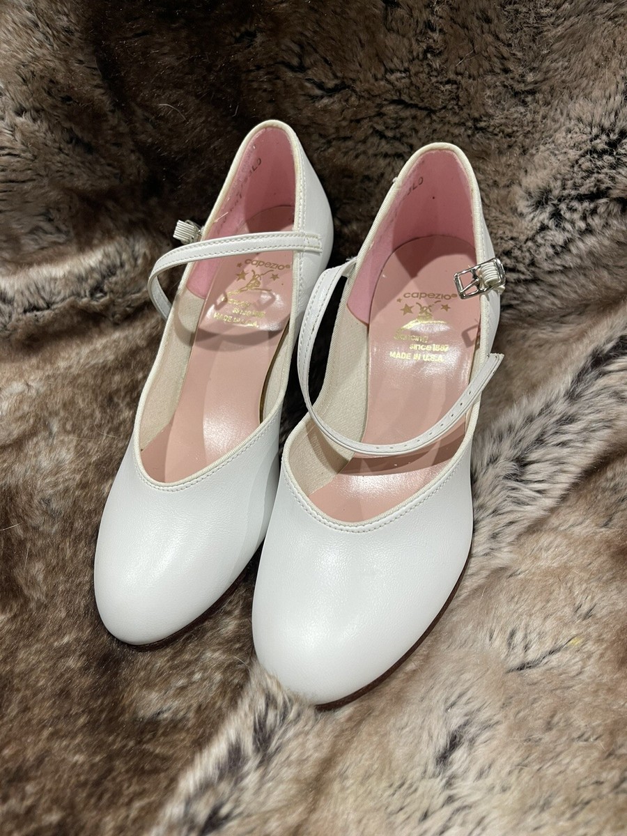 Vintage CAPEZIO TAP DANCE SHOES Adult White Heel 6M - Style 550 | eBay