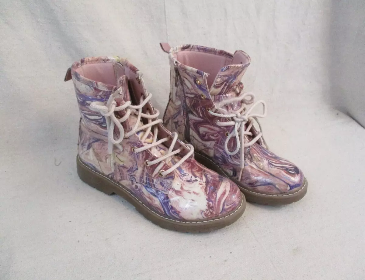 Steve Madden JBetty Girls Lace Up Side Zip Combat Boots Size 3