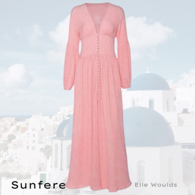 Sunfere Giselle V-neck Plisse Maxi Milkmaid Dress Size Large | eBay