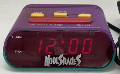 Vintage 90's Alaron KOOL SHADES Purple Digital Alarm Clock FREE